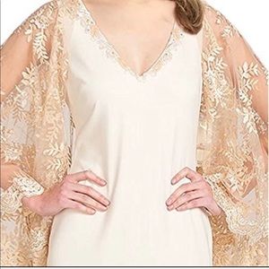 Badgley Mischka Lace Cape Sleeve Evening Gown- Never Worn- size 14